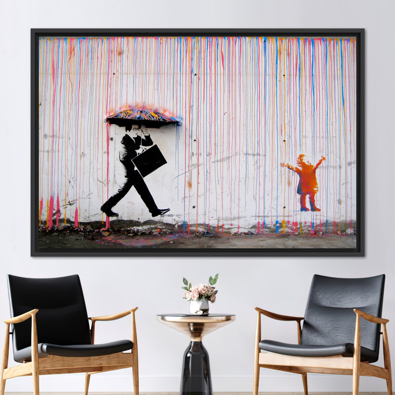 Impression sur toile Banksy, Cadre flottant noir, H 12 po x l 16 po