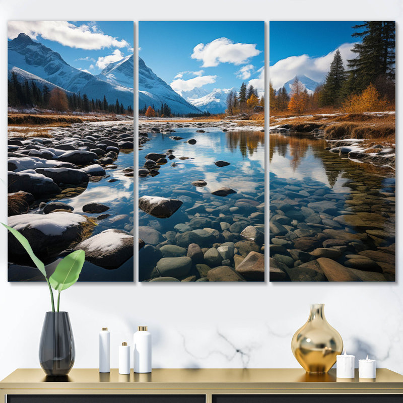 «Canada Majestic Rockies I» sur toile, reproduction de 3 pièces, H 32 po x l 48 po x P 1 po
