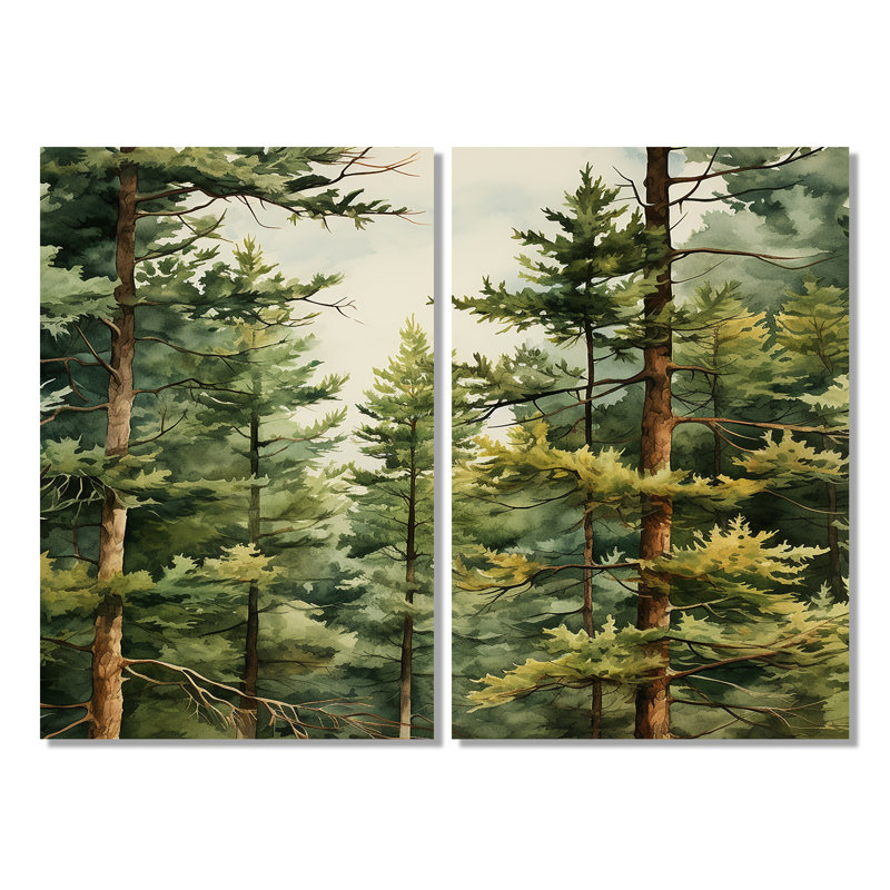 Pine Tree Symphony II - impressions sur toile traditionnelles, Toile tendue, Ne s’applique pas, H 36 po x l 48 po