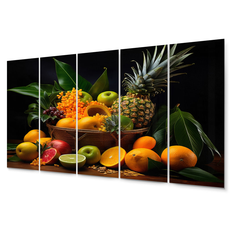 Ensemble de 5 décorations murales 5 fruits des Caraïbes I