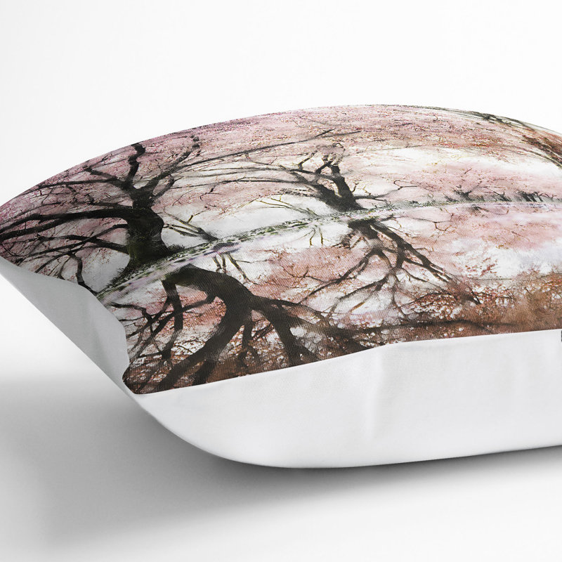 Reflection of the Blossom Trees Painting Cushion with Filling, White, 40cm H x 40cm W x 15cm D
