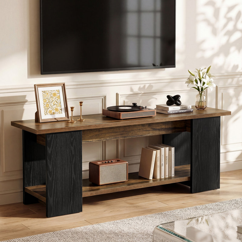 63" TV Stand for 55/60/65-Inch TVs, Farmhouse Entertainment Center with Open Storage Shelves, Long Television Media Console for Living Room, Bedroom