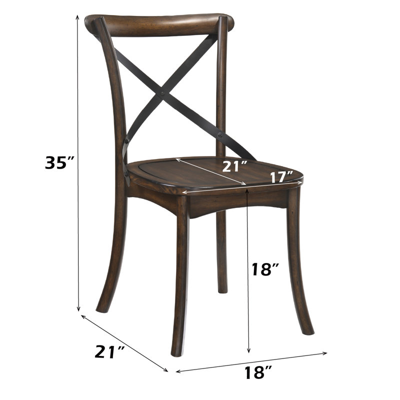 Ensemble de salle à manger 7 pièces, finition chêne foncé, table rectangulaire avec chaises à dossier croisé