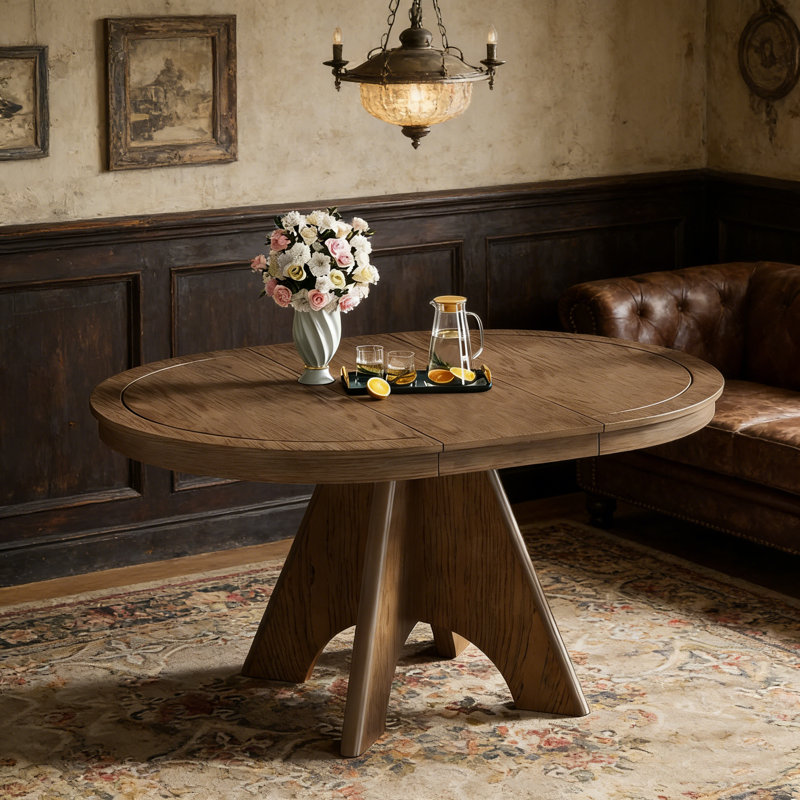 Vintage Extendable Dining Table For 4-6 With Distressed Finish, Sturdy Crossed Legs, And Smooth Drop-Leaf Extension Mechanism.