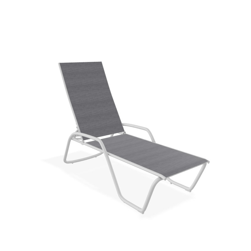 Outdoor Rust-Resistant Metal Chaise Lounge, Textured White, Augustine Pewter