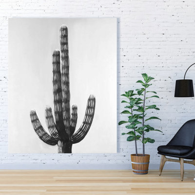 Cactus Office Black & White Canvas | Home Decor Artwork