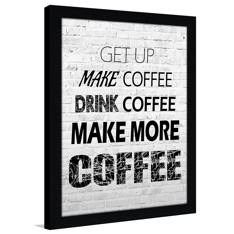 « coffee », art textuel encadré, H 37,5 po x l 25,5 po x P 1 po
