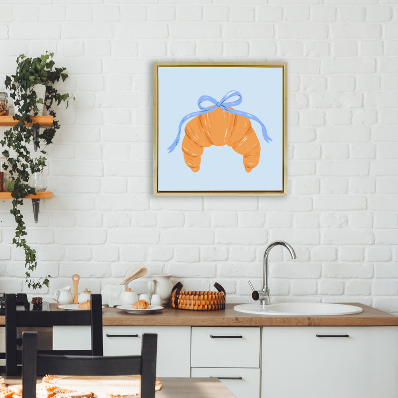 Cadre flottant Blue Bow Croissant, design par Krissy Mast, H 18 po x l 18 po, Cadre flottant métallique doré
