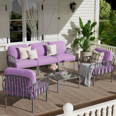 Turusan Modular 5-Person Waterproof DIY Patio Seating Group By Colored Interweaving Resins With UV Additives