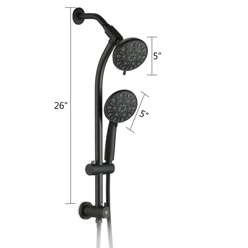 Pomme de douche à main à barre coulissante en acier inoxydable Drillfree