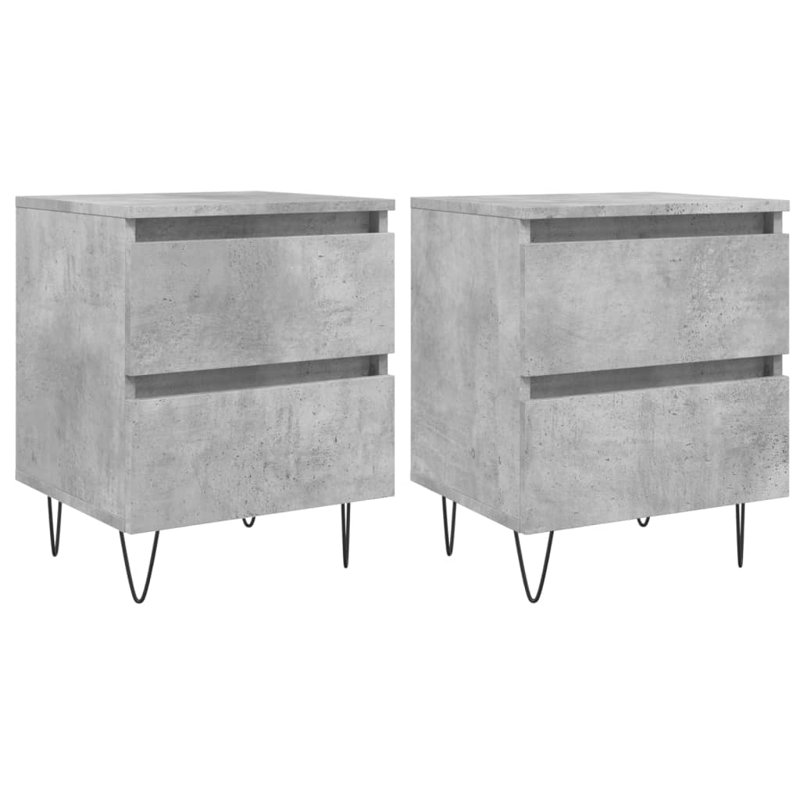 These bedside cabinets with an elegant design make a timeless addition to your interior decor., Concrete Grey, Set of 2