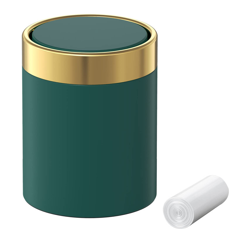 Petite poubelle de bureau avec couvercle, Vert foncé