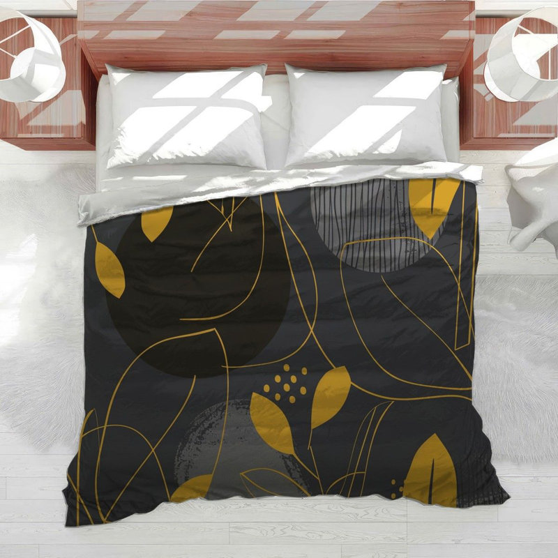 Botanical Shapes Abstract Cotton Blend Comforter, Queen Comforter