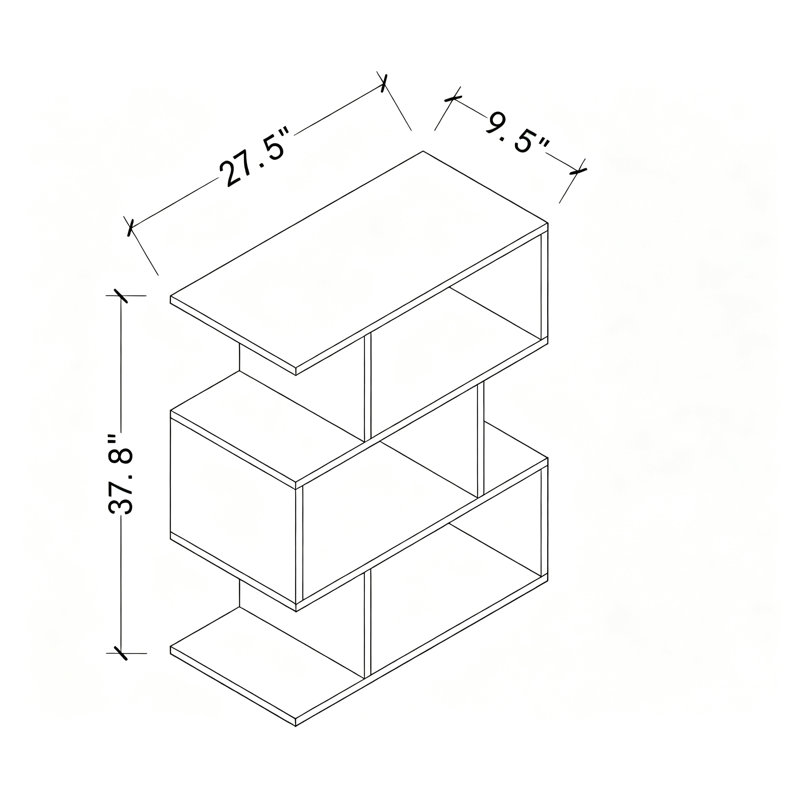 Three layer simple household white bookshelf