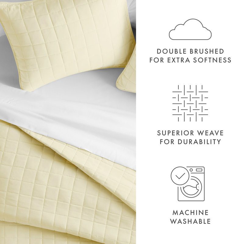 King Yellow Microfiber Quilt Set with Shams