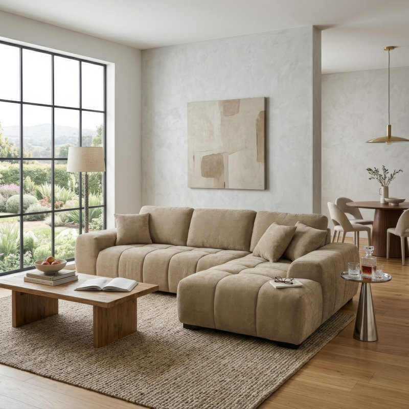 Canapé modulaire Hesse, Camel Brown Polyester Bland
