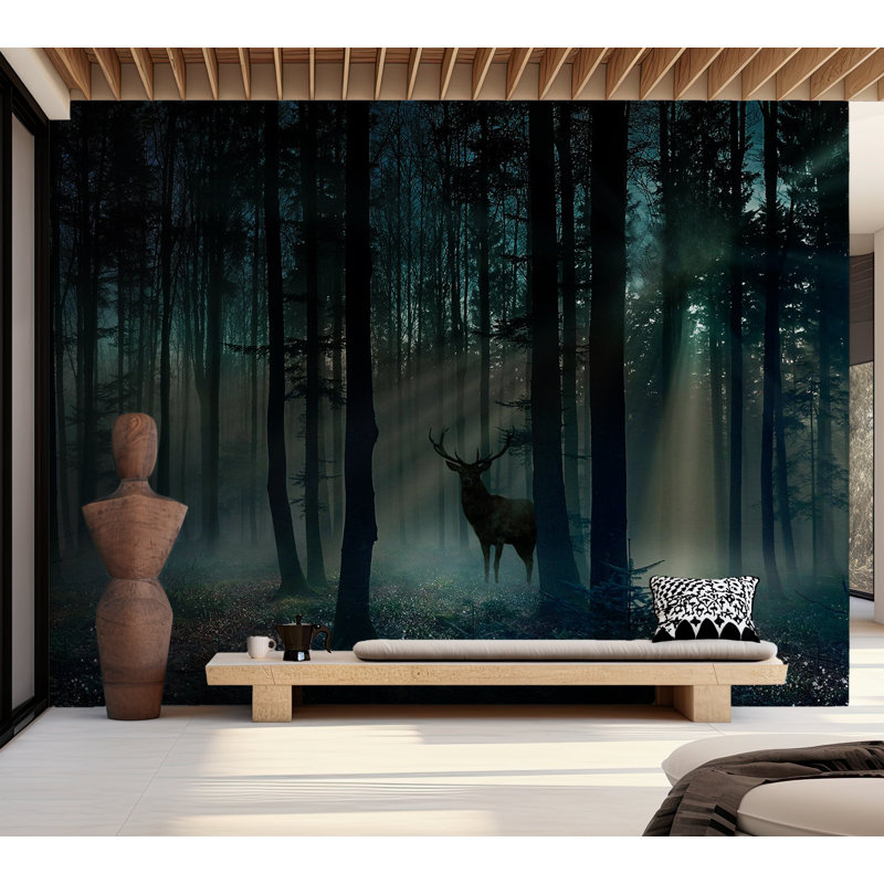 Papier peint paysage - Forêt mystique dans la matinée, L 68 po x l 98 po