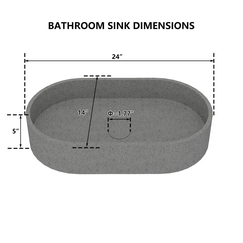 Mottled Bluish Gray Ceramic Oval Vessel Bathroom Sink