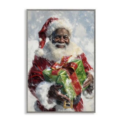 Santa Claus & Gift Framed Giclee Art by Imagine It Images
