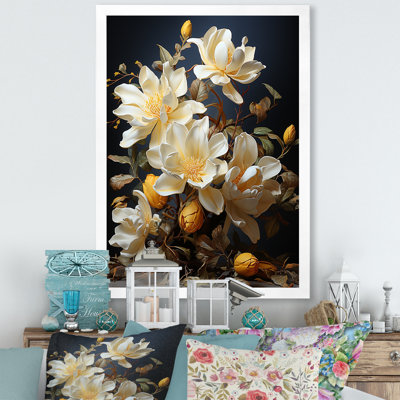 «Majestic Golden Yellow Magnolias II», reproduction sur toile