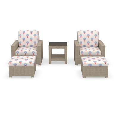 Outdoor Patio Lounge Chair With Ottomans And Sunbrella Cushions