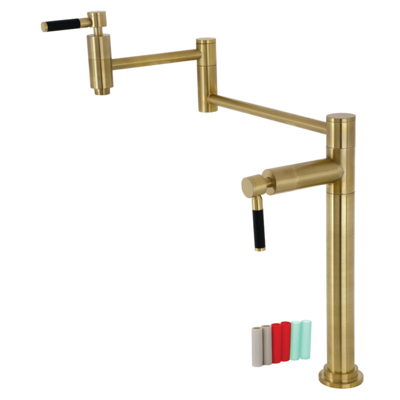 Kingston Brass Kaiser Two-Handle 1-Hole Deck Mount Pot Filler Faucet, Matte Black