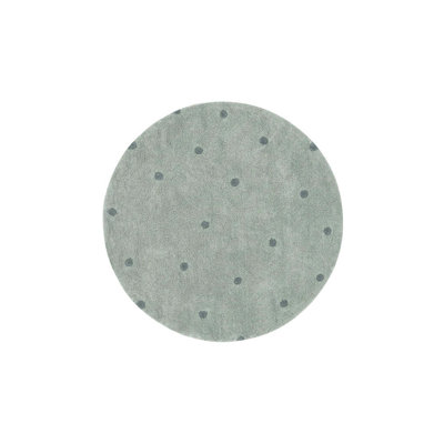Tapis lavable rond à pois bleu sauge