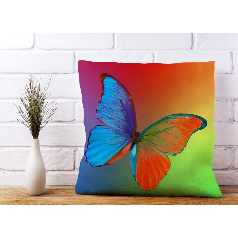 Grau VIBRANT BUTTERFLY Square Throw Cushion