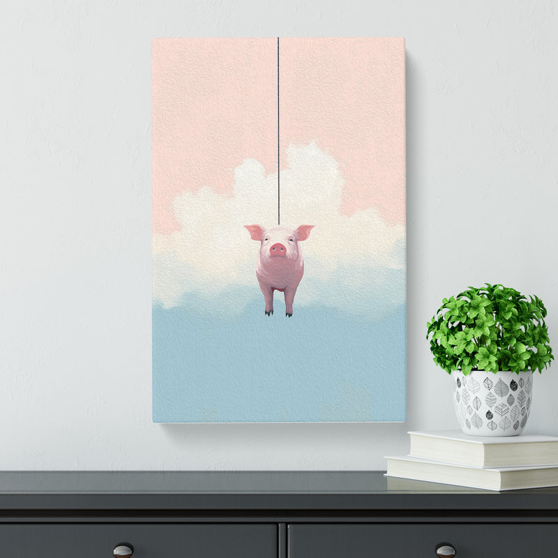 Pig Minimalism - Wrapped Canvas, 50cm H x 35cm W x 3cm D