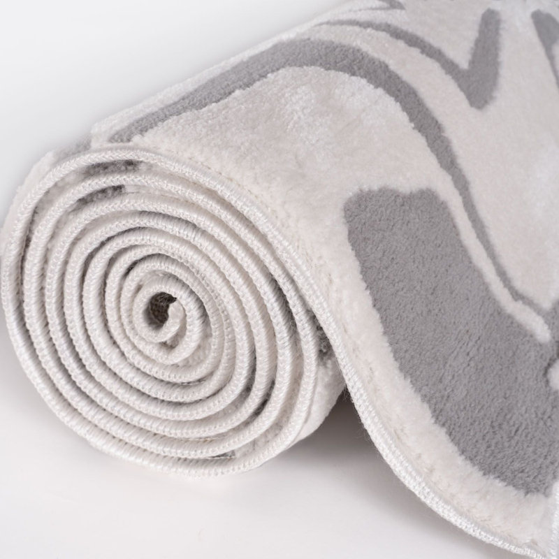 Loft Modern Abstract Living Room Area Rug and Runner Soft Pile, Grey/Ivory, Runner 80 x 300 cm