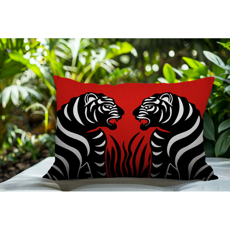 Oreiller rectangulaire réversible intérieur / extérieur Pulo Tiger, Rouge, H 20 po x l 14 po