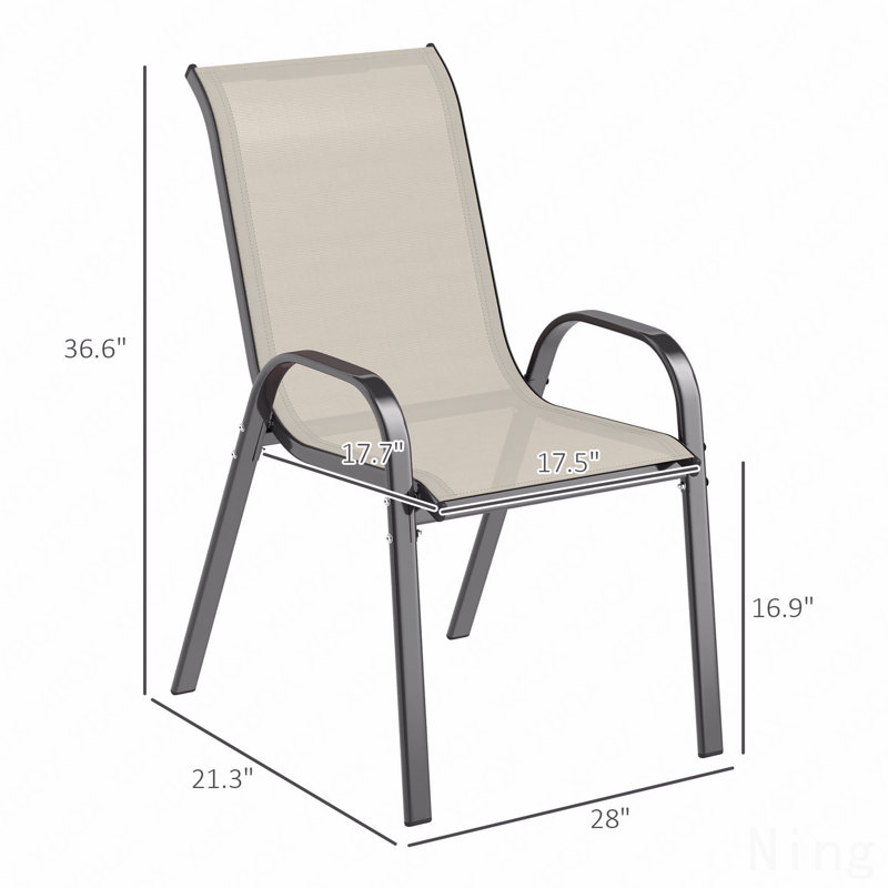 Outdoor Chairs Set Of 4,Stackable Chairs, Beige