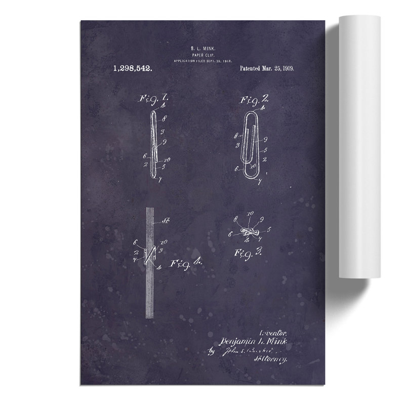 Paper Clip Dark - Frameless Print, 84cm H x 59cm W x 0.1cm D