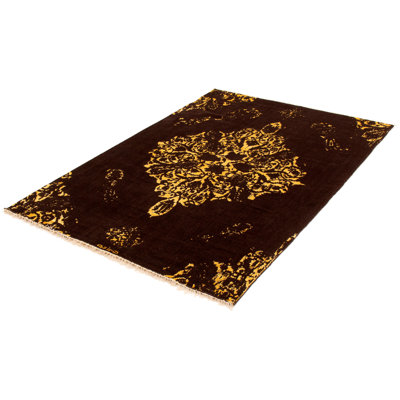 Tapis oriental brun foncé / crème noué à la main Oriental