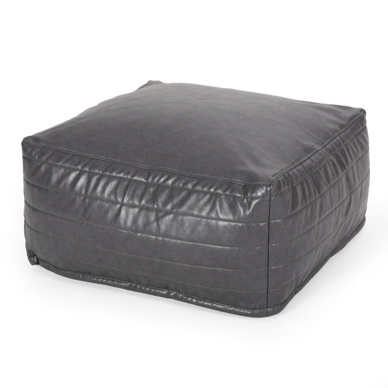 Repose-pieds rectangulaire en similicuir, Gris