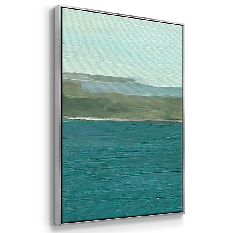Calming Lake View II, reproduction sur toile 3 pièces, H 36 po x l 75 po, Encadrement argenté
