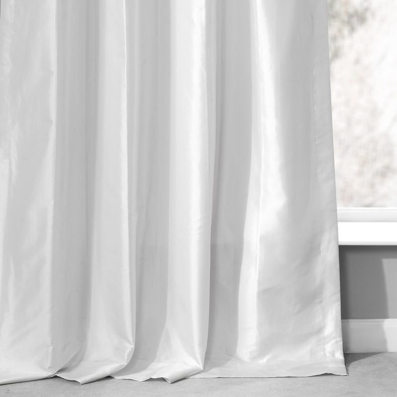 Ryker Ruched Solid Faux Silk Taffeta Room Darkening Curtains for Bedroom & Living Room Curtains - Single Panel Drapes