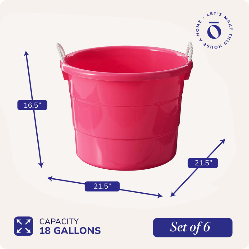 Homz Plastic Storage Tub & Tote, Pink