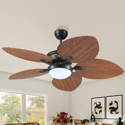 Ventilateur de plafond à 5 pales 52 pouces avec lumière et télécommande, moteur DC à 6 vitesses Tropical
