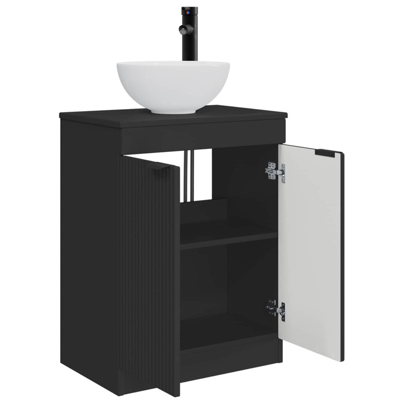 Single Bathroom Vanity with Ceramic Basin, Black