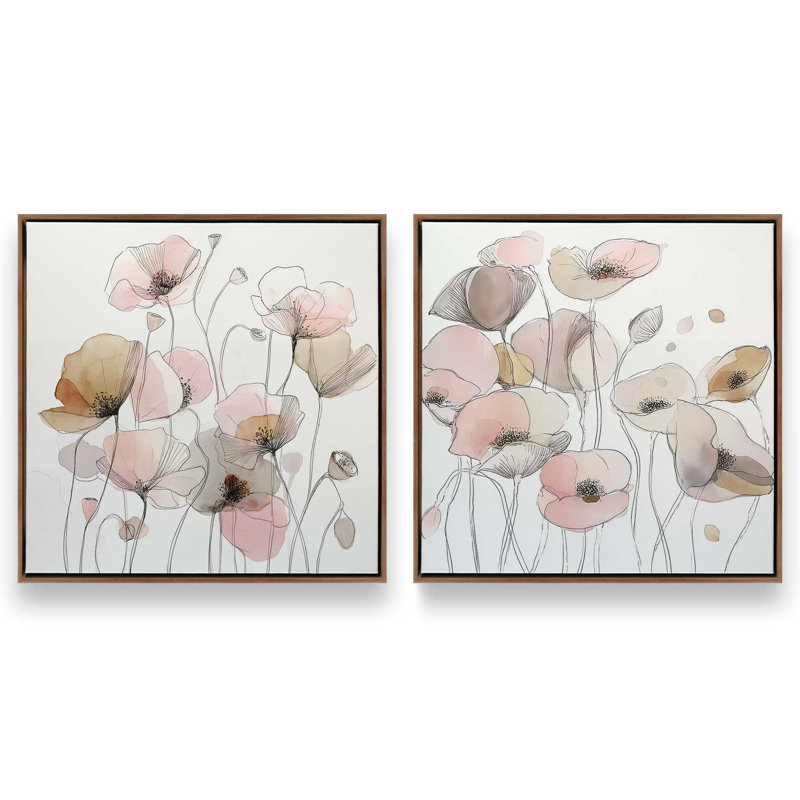 Ensemble de 2 impressions Whispered Canyon, Cadre flottant en noyer, 12 po x 12 po