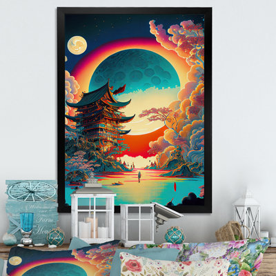 Pleine lune à la Pagode I - reproduction sur toile