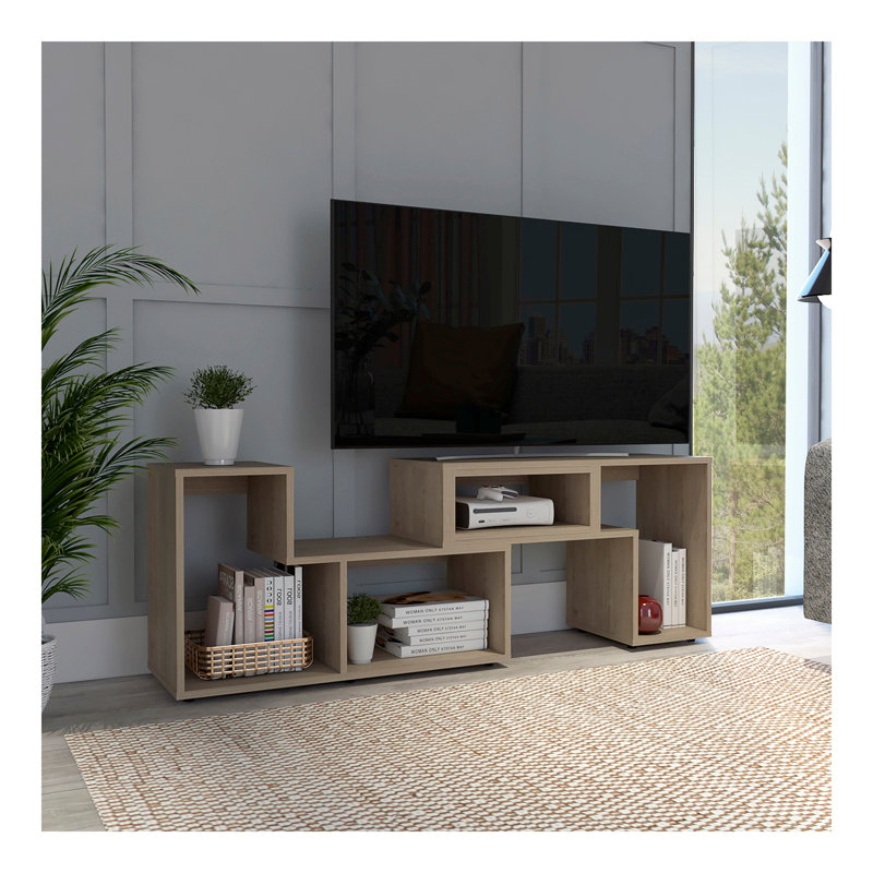Meuble télé Being Extensible, tablettes multiples - Pin clair