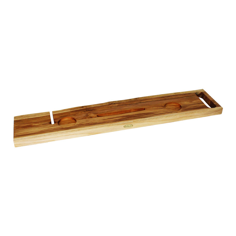Plateau pour chariot de bain en teck massif 36 po avec porte-verres et tablette EcoDecors Eleganto
