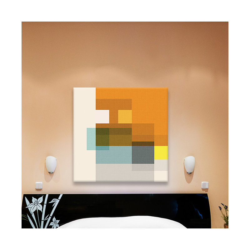 « pataphysical », impression carrée sur toile tendue, H 18 po x l 18 po x P 1,5 po, Toile avec cadre noir, Pas de tapis