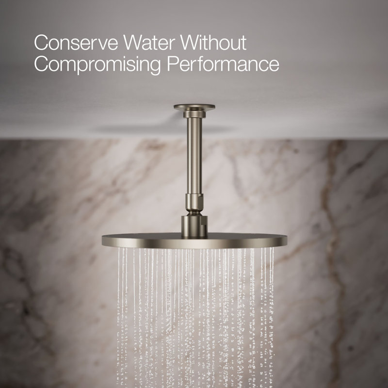 Contemporary Multi Function Rain Shower Head, Vibrant Brushed Nickel, Square, 1.75 GPM