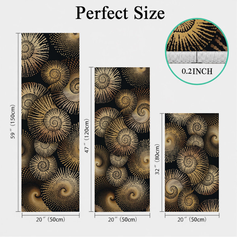 Sunburst Pattern Non-Slip Washable Kitchen Mats