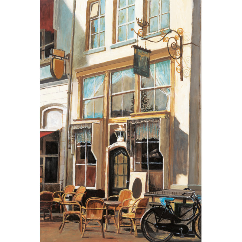 Sunny Paris Café 2 - Wrapped Canvas Painting, 46cm H x 30cm W x 3.8cm D
