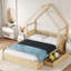 Lit plateforme en bois avec garde-corps et 2 tiroirs Wood House-1919101874