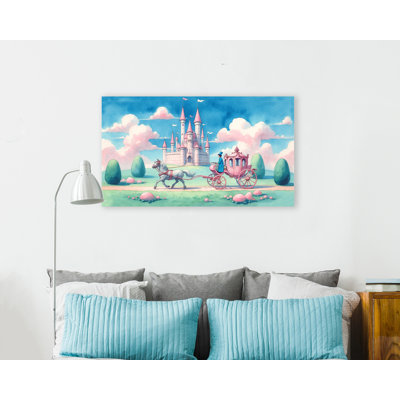 «Fairy Tale arrivée: château enchanté et transport», reproduction sur toile